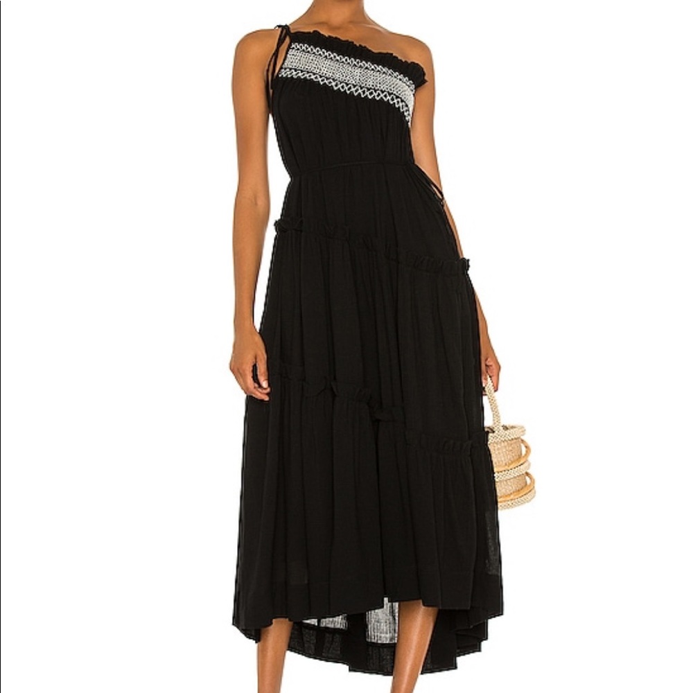 One Shoulder Tiered Midi Dress